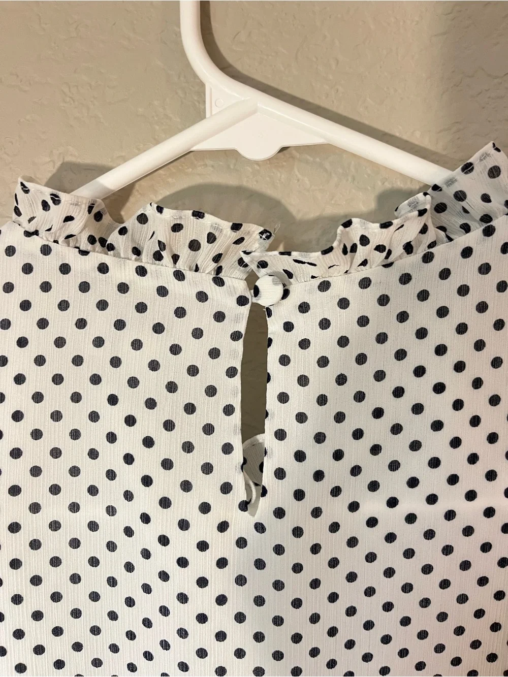 J.Crew XXS Polka Dot Ruffle Blouse Puff Sleeve White Black Preppy Office